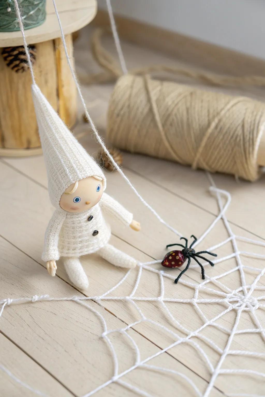 Caught in the Web: Our daring elf's thrilling escape begins!