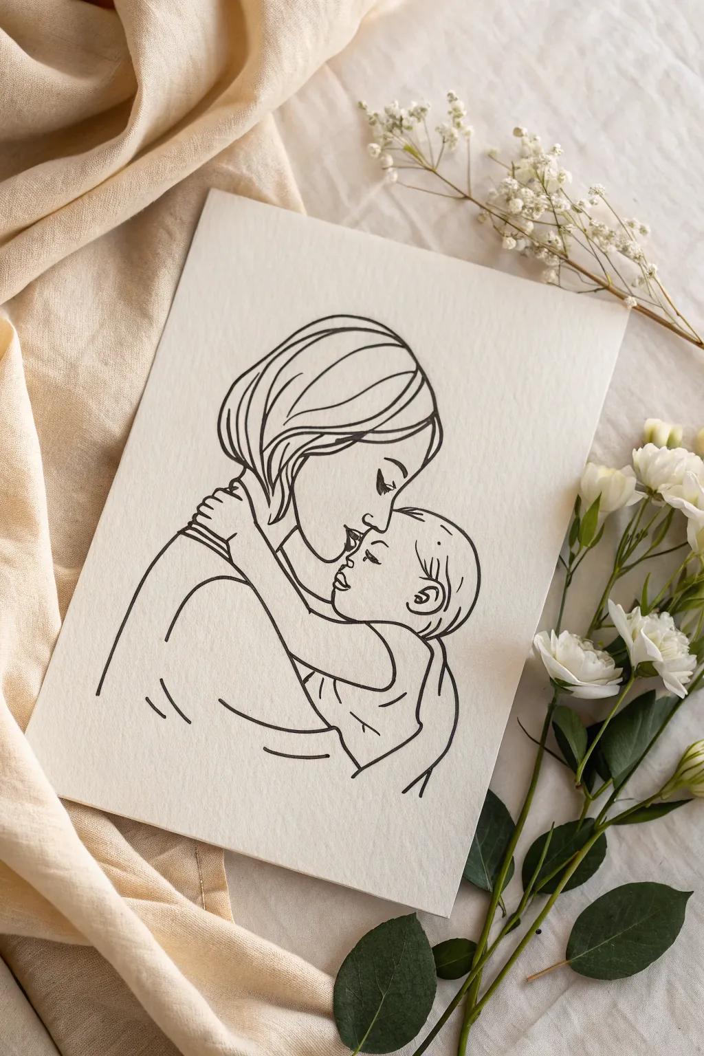 Embrace simplicity and warmth with this tender mother-child cuddle moment.