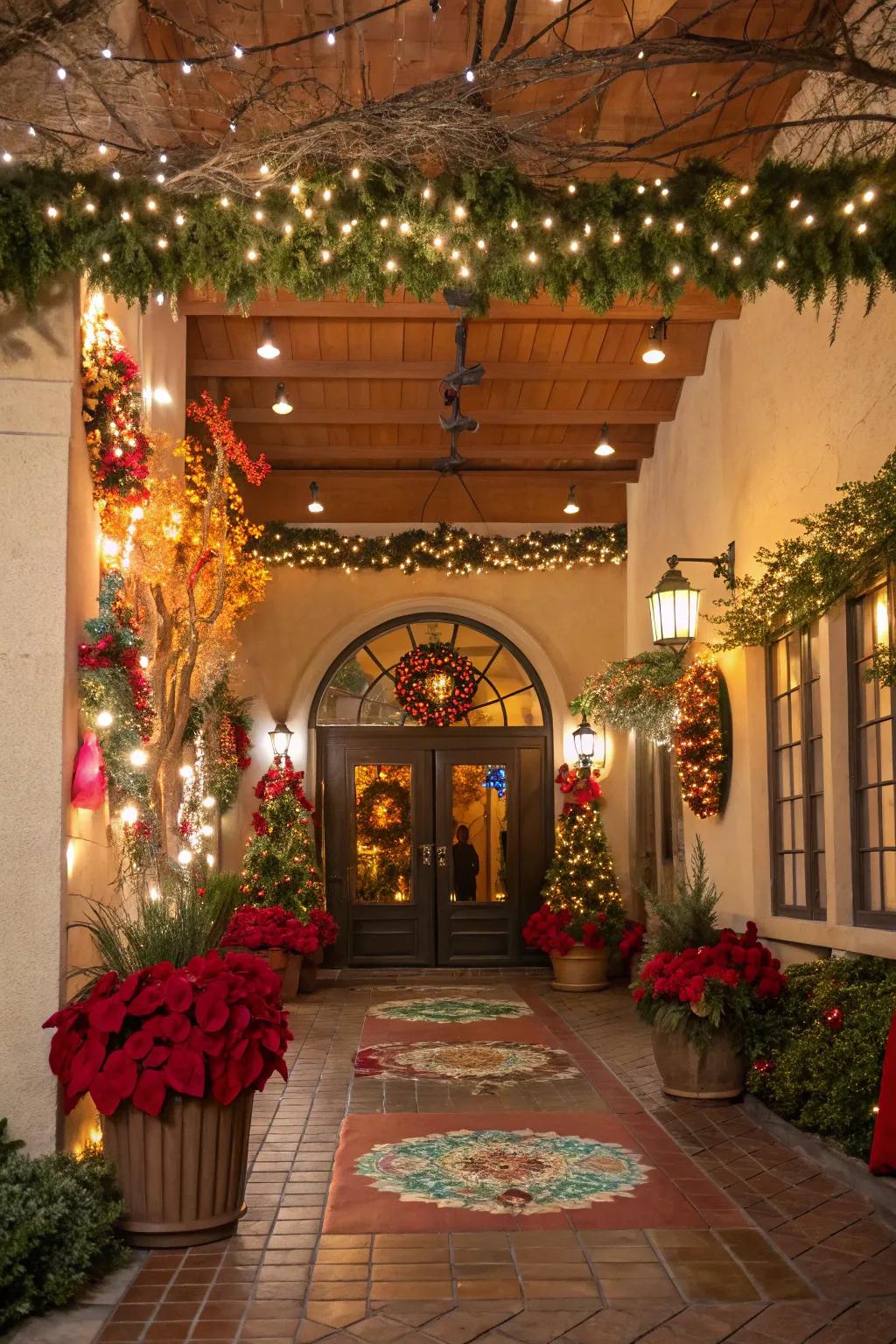 Seasonal art changes keep the entryway dynamic.