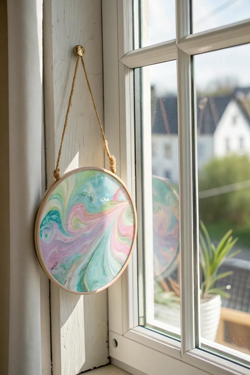 Transform your windows with the elegance of epoxy art, where sunlight creates a mesmerizing stained-glass effect. 🌿✨