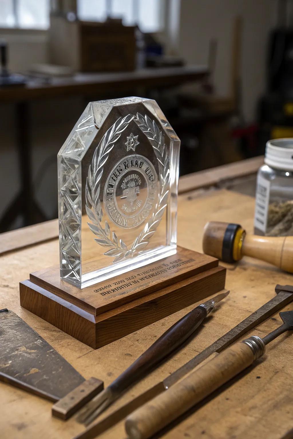 Celebrate excellence with a touch of elegance: custom etched glass awards.