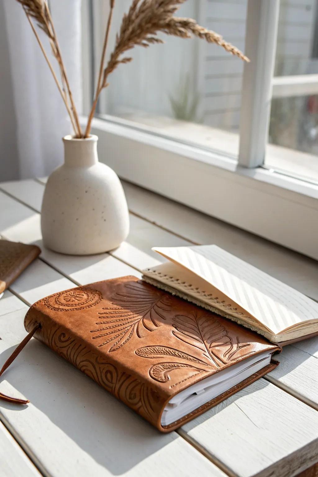 Elevate your journaling experience with artistic faux leather covers. A perfect blend of simplicity and style!