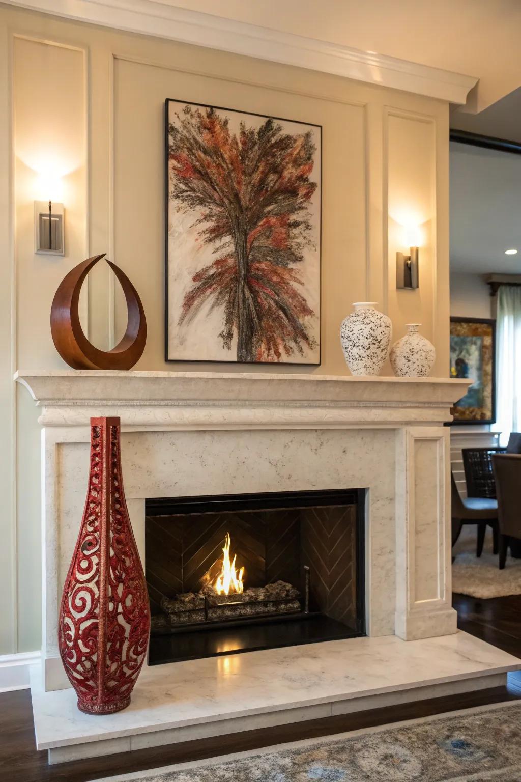 A statement piece can transform your mantel.