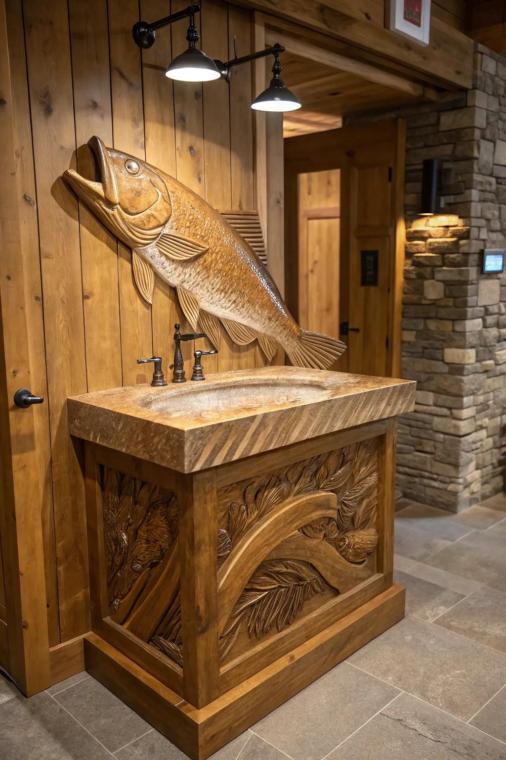 Elevate your fish cleaning station with artistic craftsmanship.