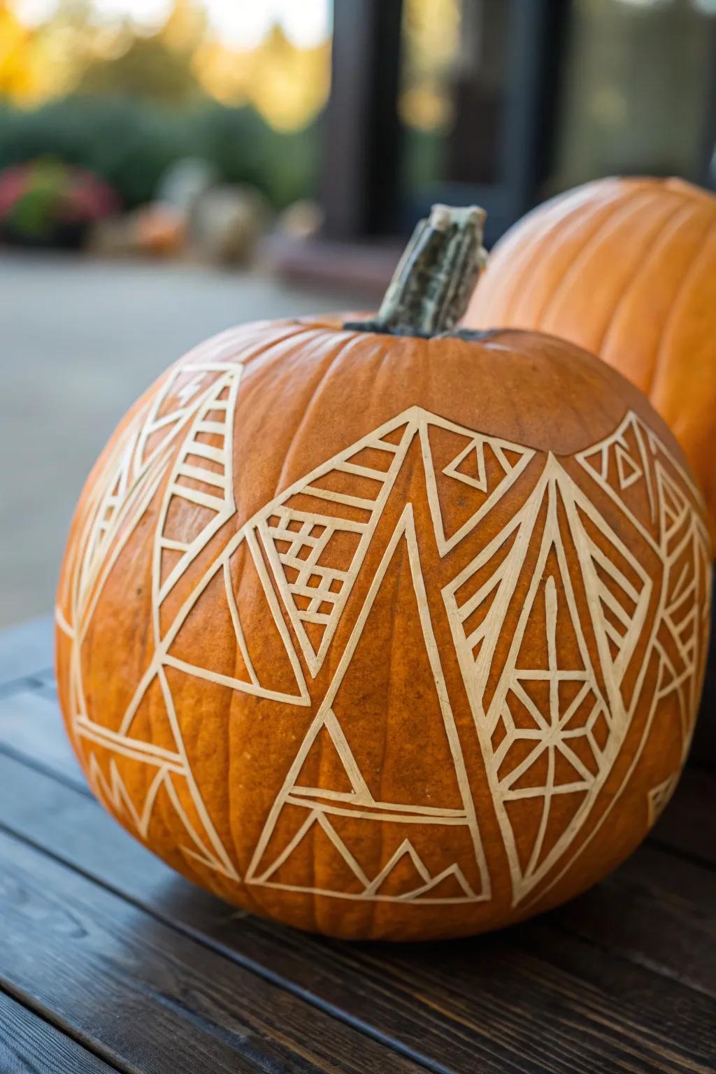 Modern Mastery: Elevate your pumpkin carving with bold, abstract designs.