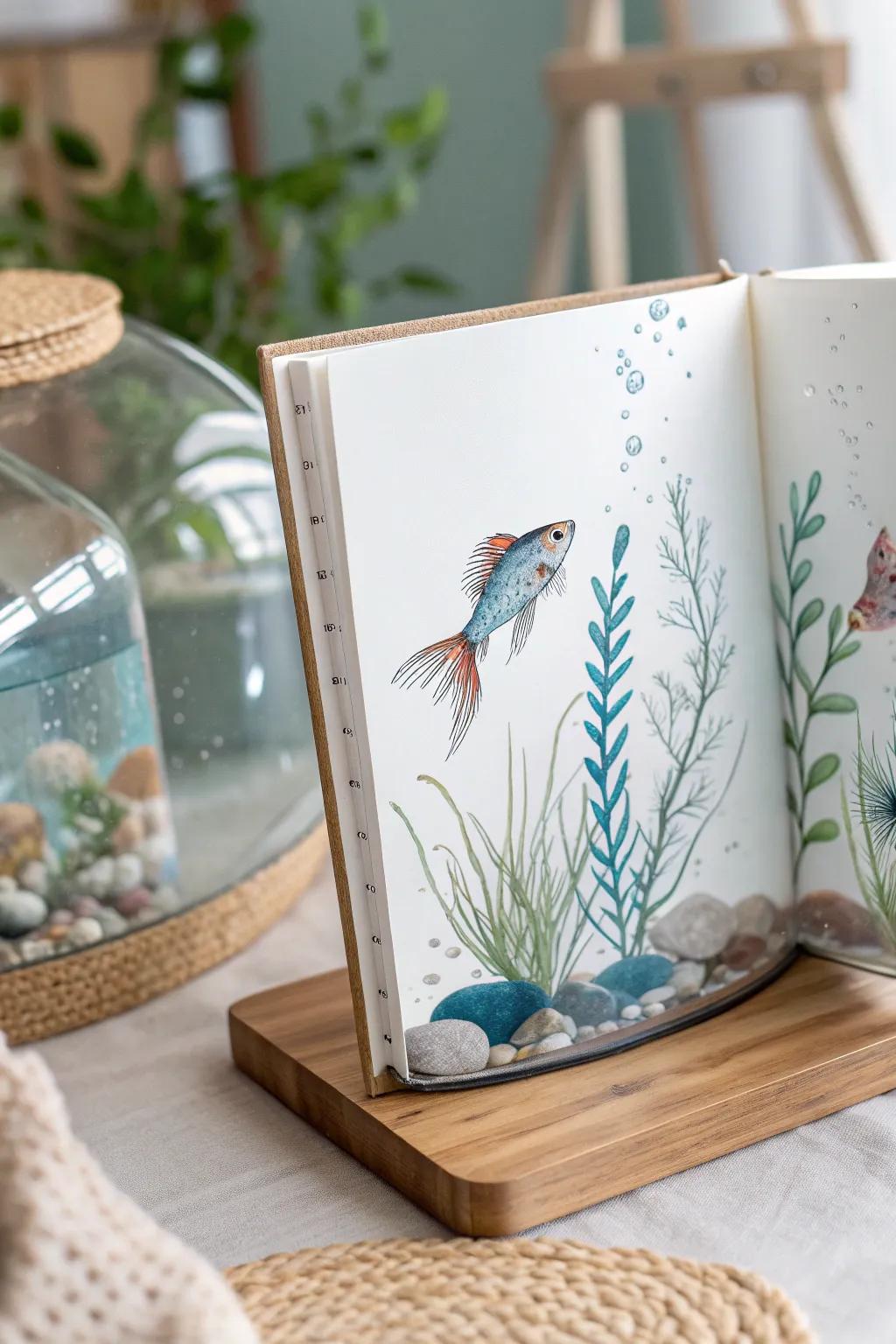 Dive into tranquility with our Fish Tank Adventures flip book – a minimalist journey of creativity and calm.