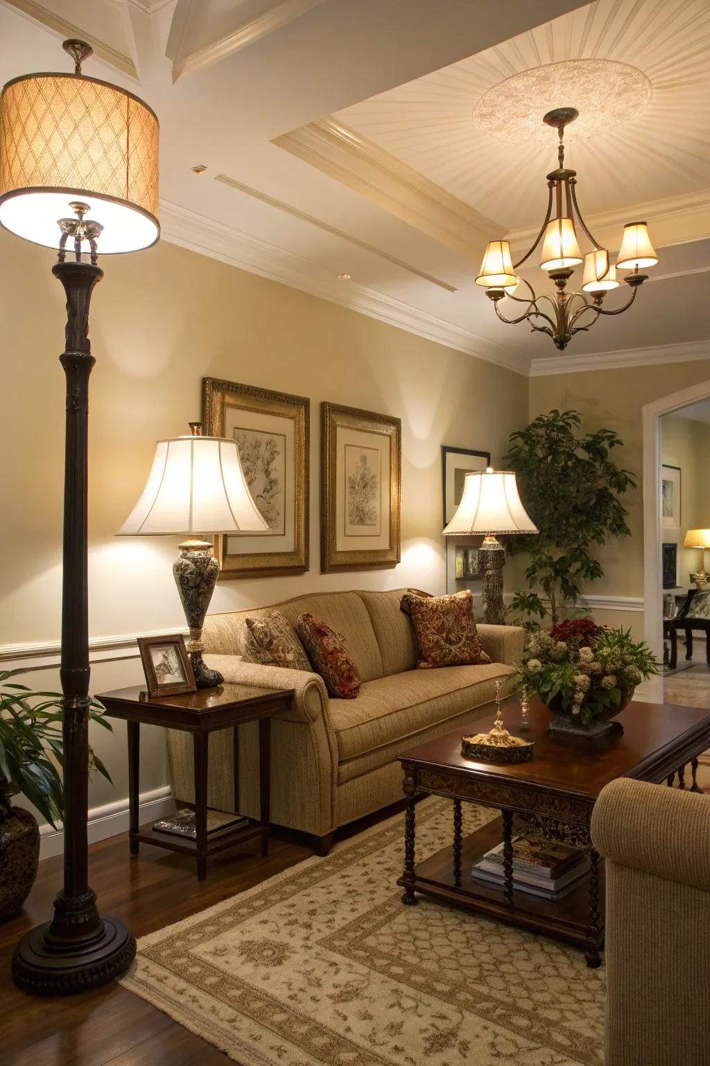Create depth and versatility with a layered lighting effect using multiple light sources.
