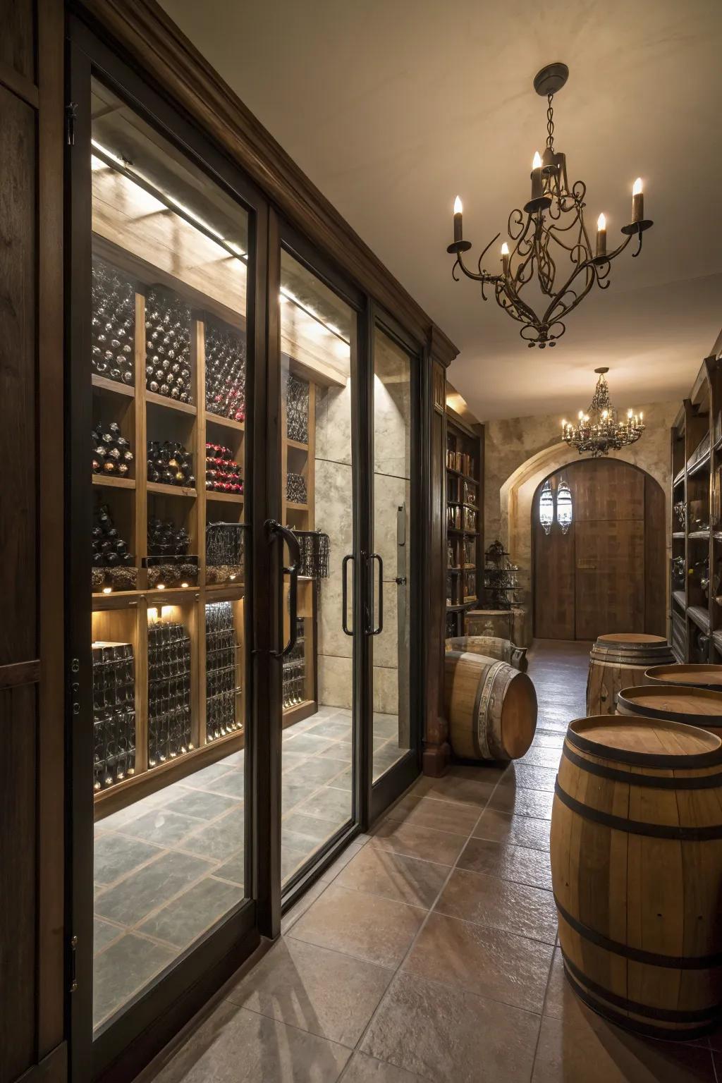 Enhance your wine cellar with elegant frosted glass.