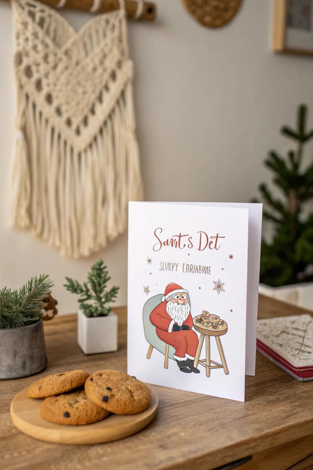 When Santa can't resist the cookies, his diet can wait! 🎅🍪 #FunnyChristmasCard #ScandiBohoStyle