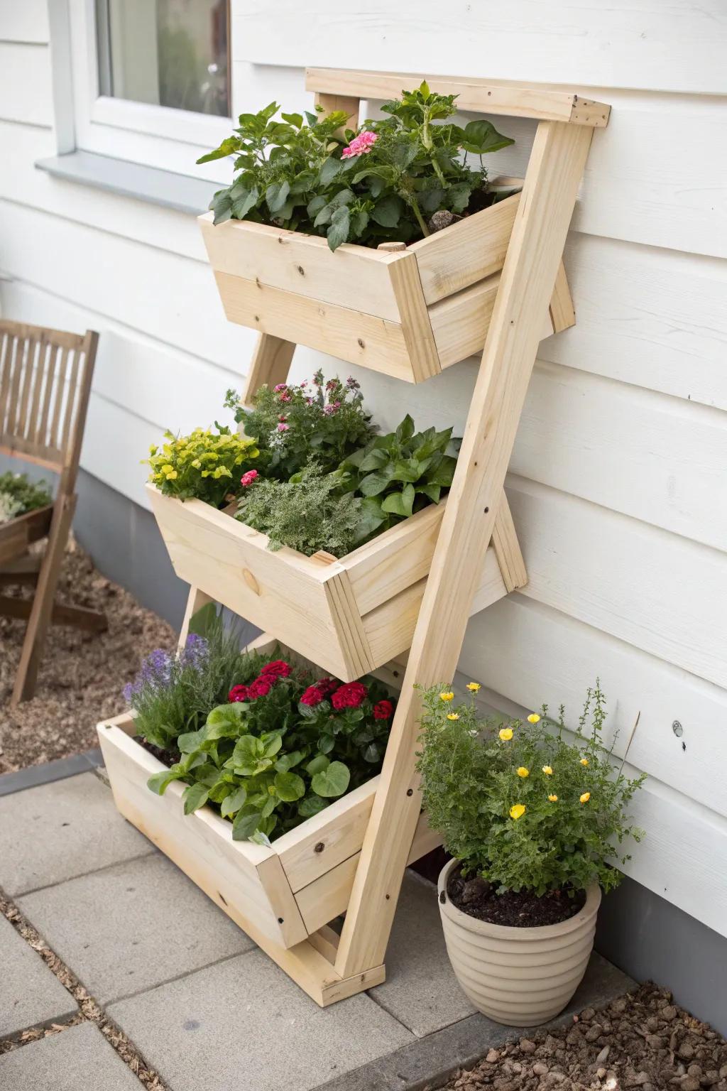Elevate your garden with tiered planters for a stylish and space-savvy solution!