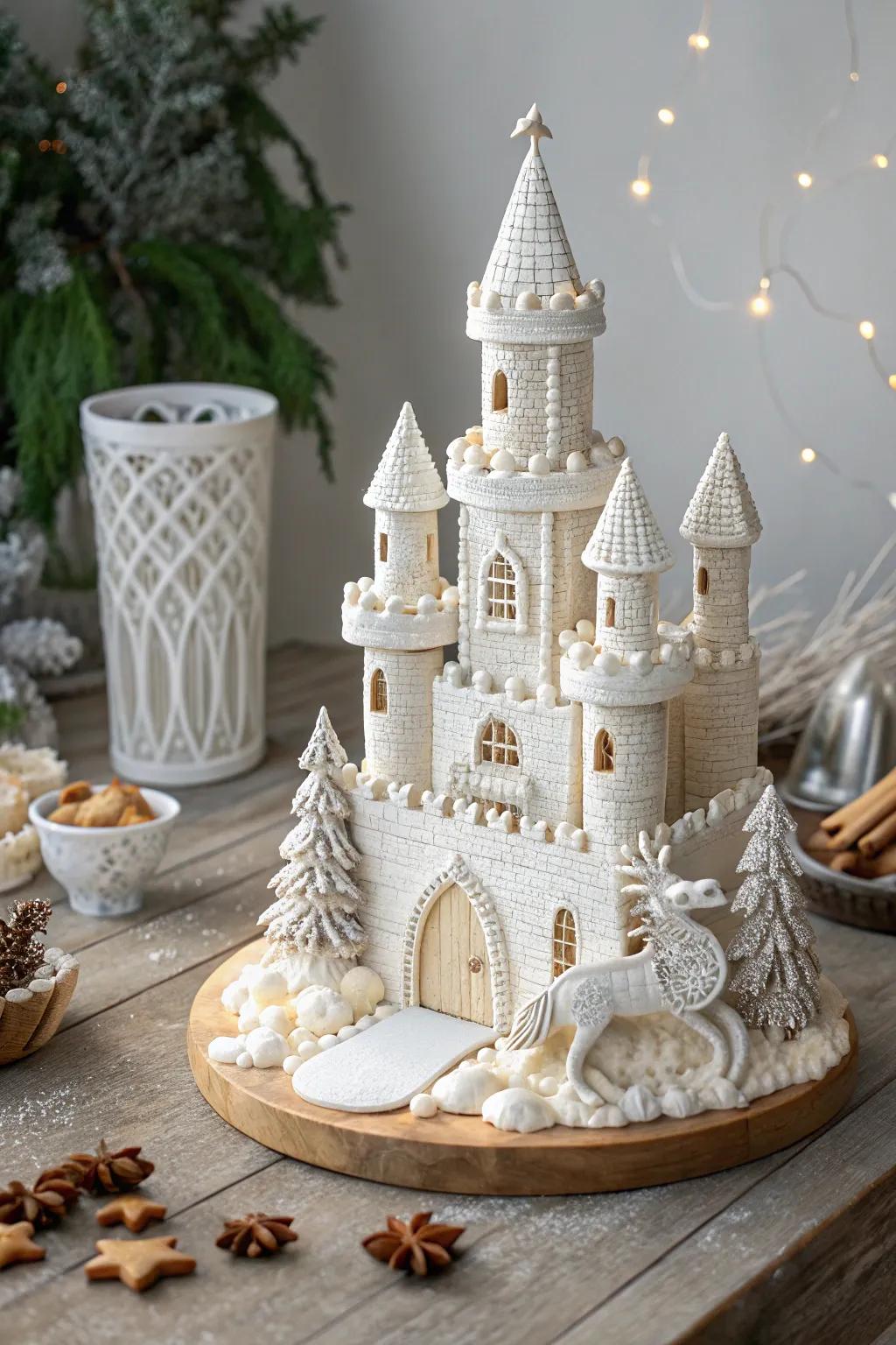 Discover the enchanting world of gingerbread castles with intricate icing sculptures that captivate with their delicate beauty and exquisite craftsmanship.