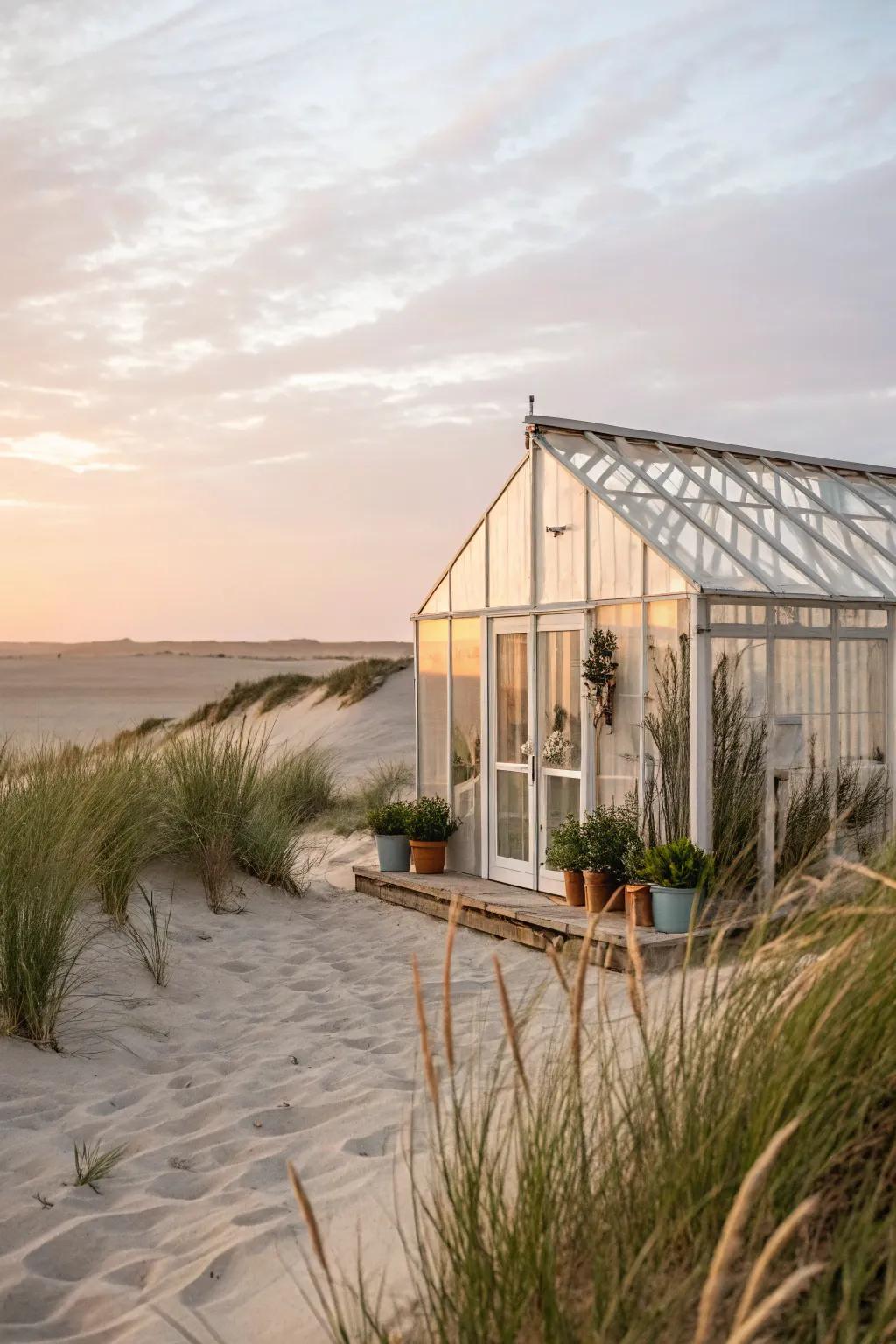Embrace natural beauty with a sand foundation for your greenhouse—where simplicity meets elegance.