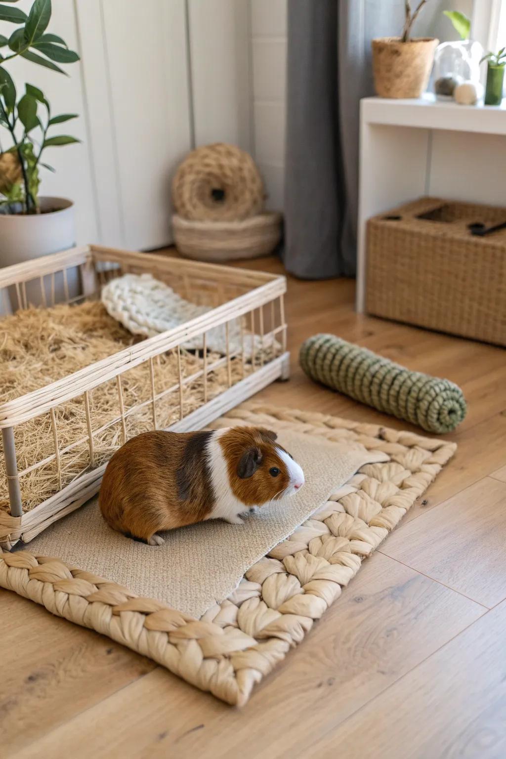 Elevate your guinea pig's home with natural textures. 🌿 #MinimalistBeauty #ScandiBoho