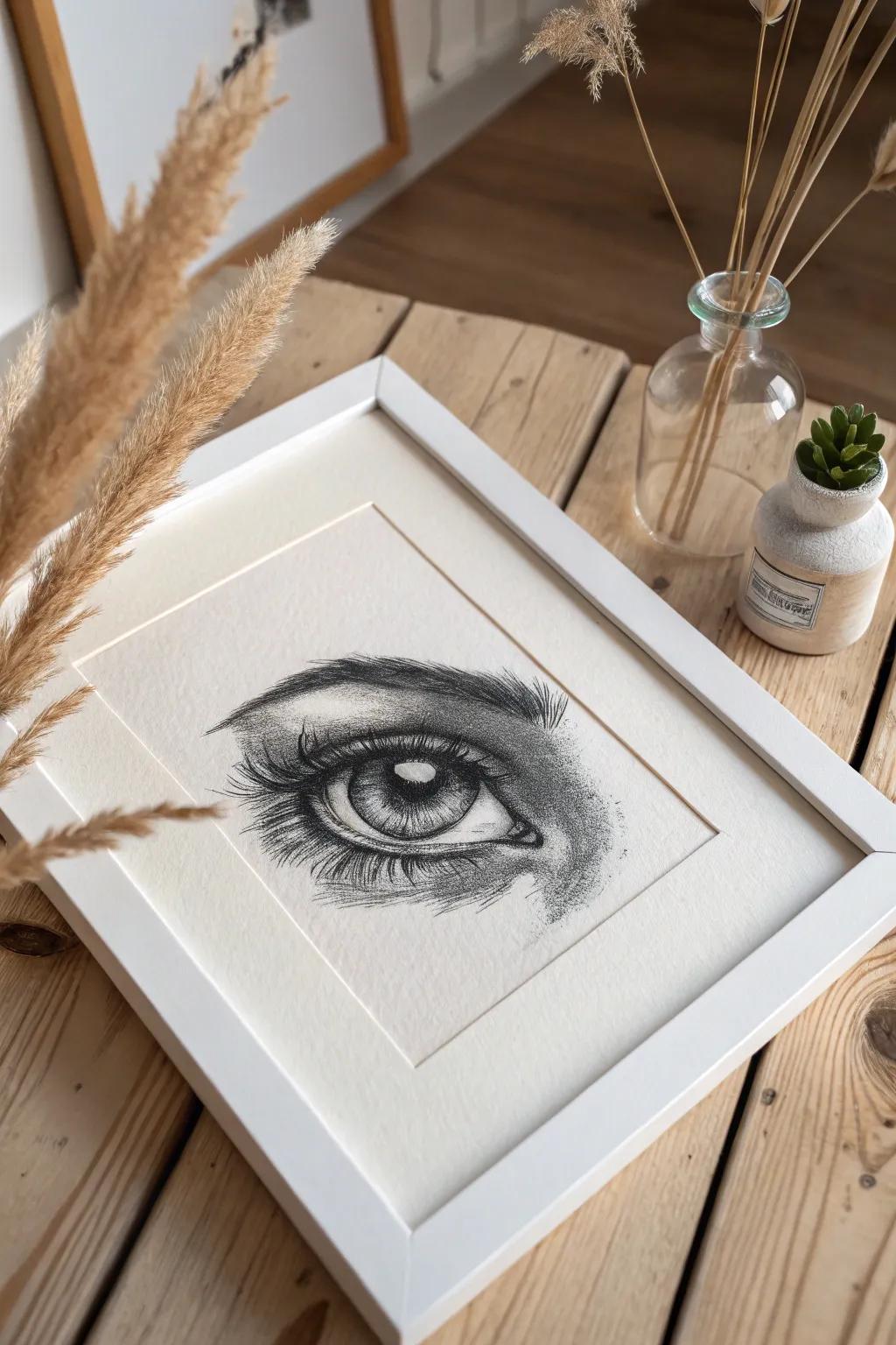 Unveil the mystery with a single glance—where art meets emotion in minimalist elegance.