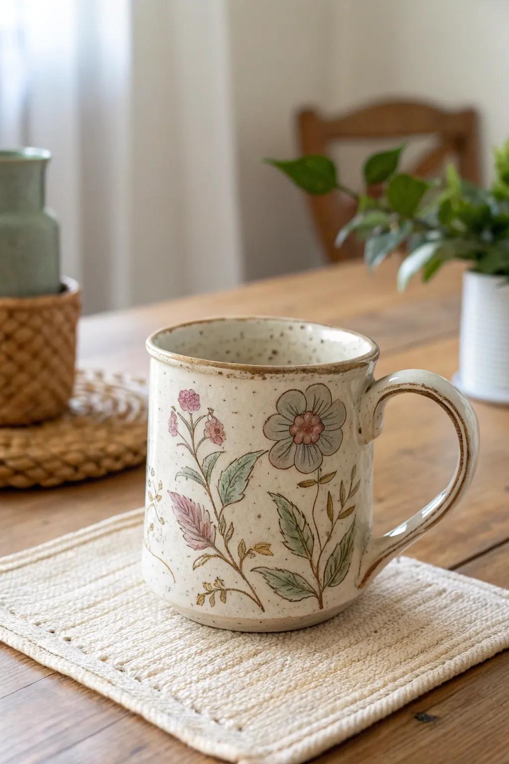 Sip in style with this charming vintage-inspired mug, a perfect blend of nostalgia and craftsmanship.