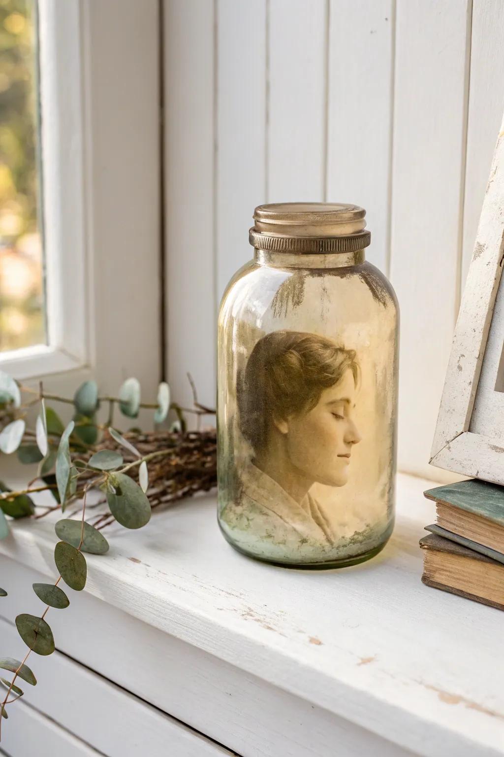 A touch of the macabre meets Scandinavian simplicity – a head in a jar for your haunted house decor.