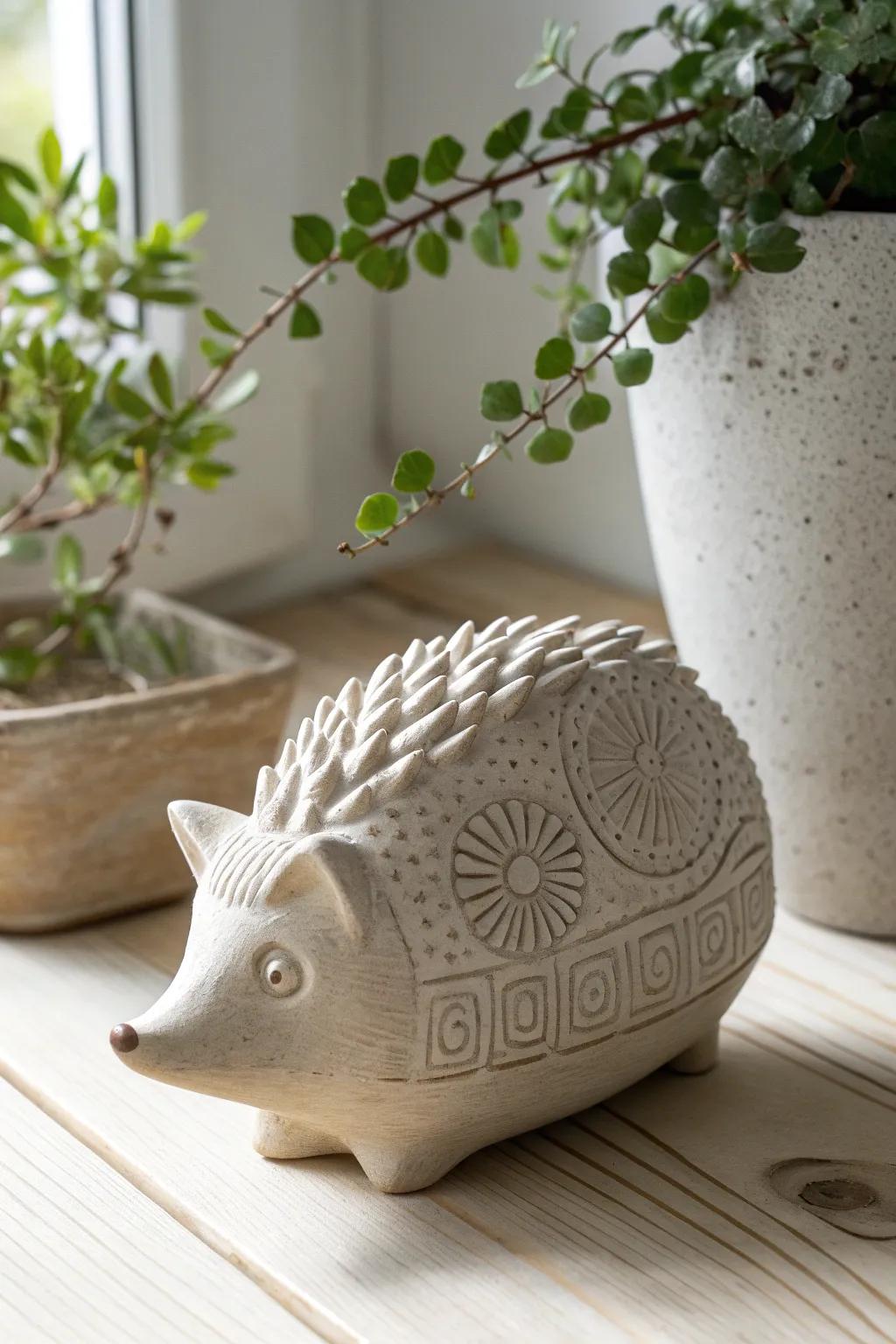 Add a whimsical touch to your decor with this charming hedgehog plant pot. Perfect for showcasing your love for nature and minimalist design.