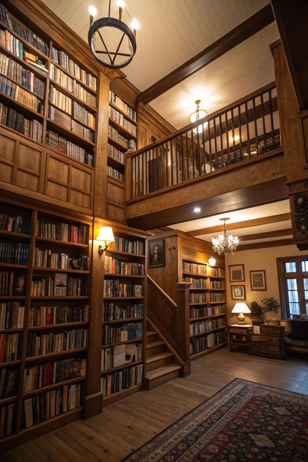 Add depth and dimension with a layered lighting approach in your library.