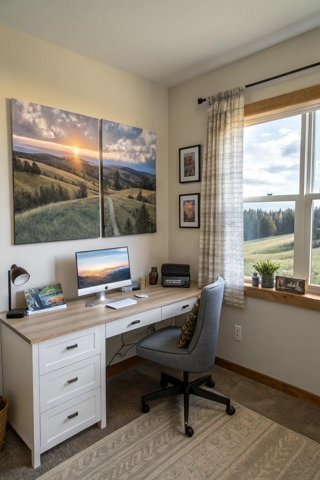Hopeful horizons inspire possibility in workspaces.