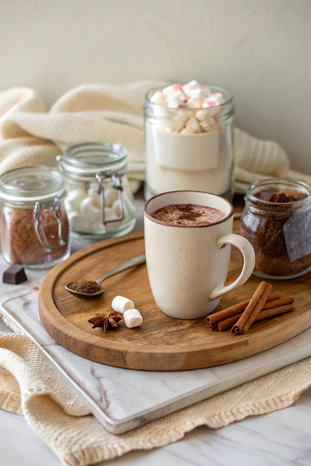 Elevate your hot chocolate experience with a blend of textures and natural charm. ☕✨ #HotChocolateStation #ScandinavianBoho