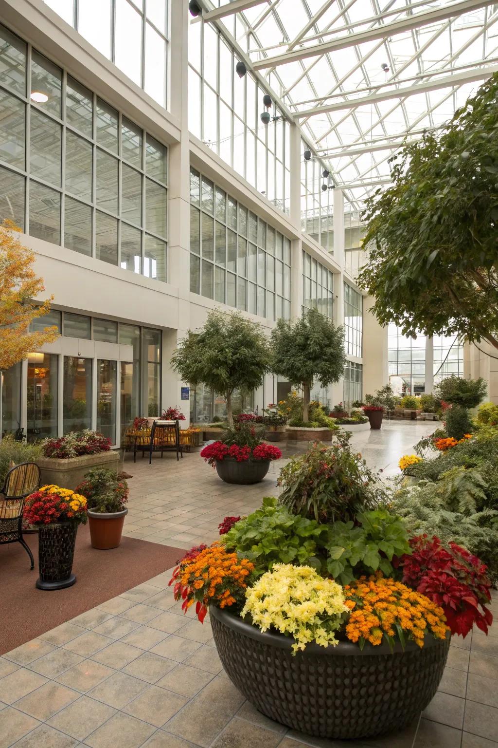 An atrium designed to transition beautifully through the seasons.
