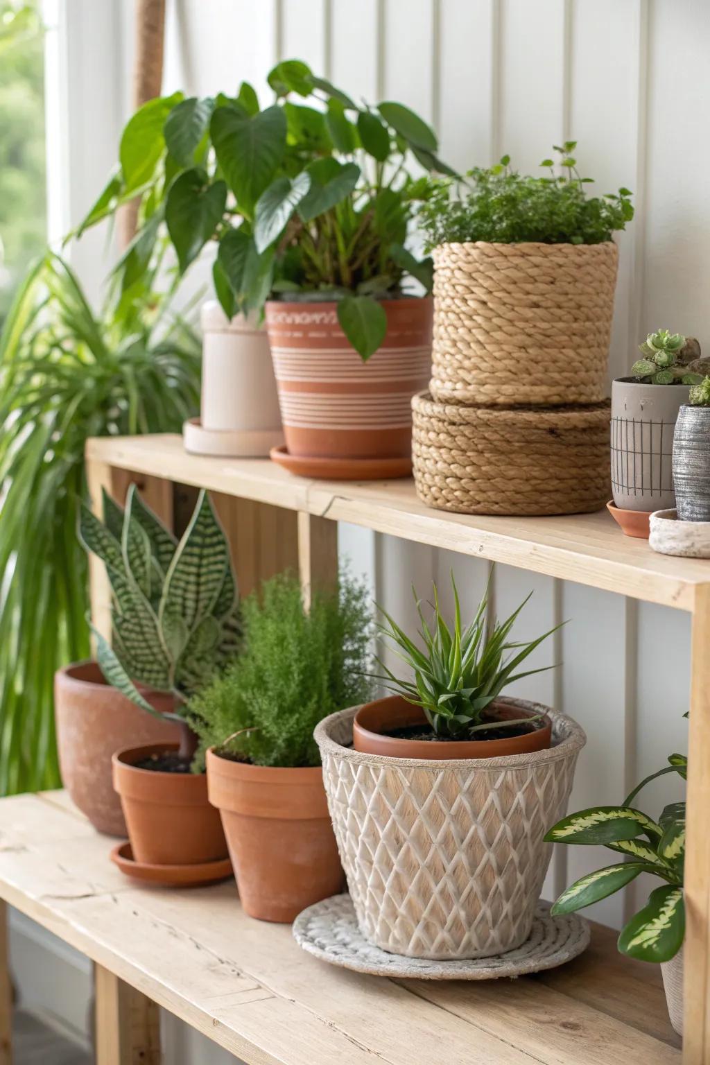 Discover the art of plant care with a minimalist touch: group your garden pots by water needs for a thriving, beautiful display.