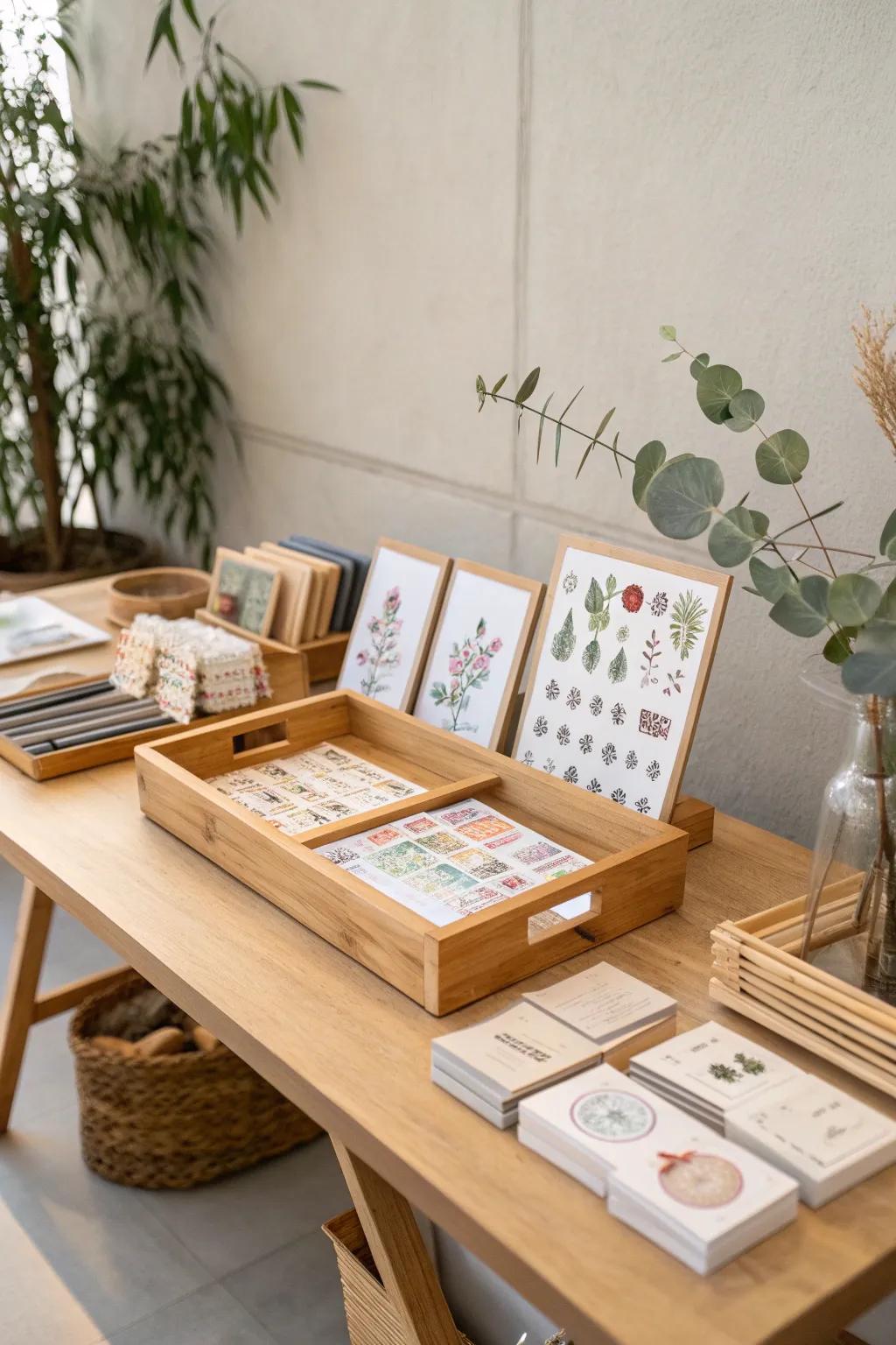 Transform your space with a chic market-style sticker display, blending minimalist elegance with boho charm.