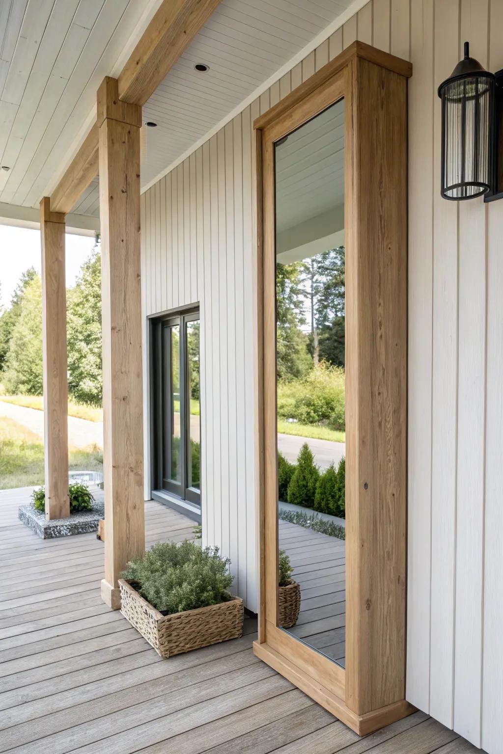 Illuminate your porch with the magic of mirrors—an unexpected twist for a serene, spacious feel.