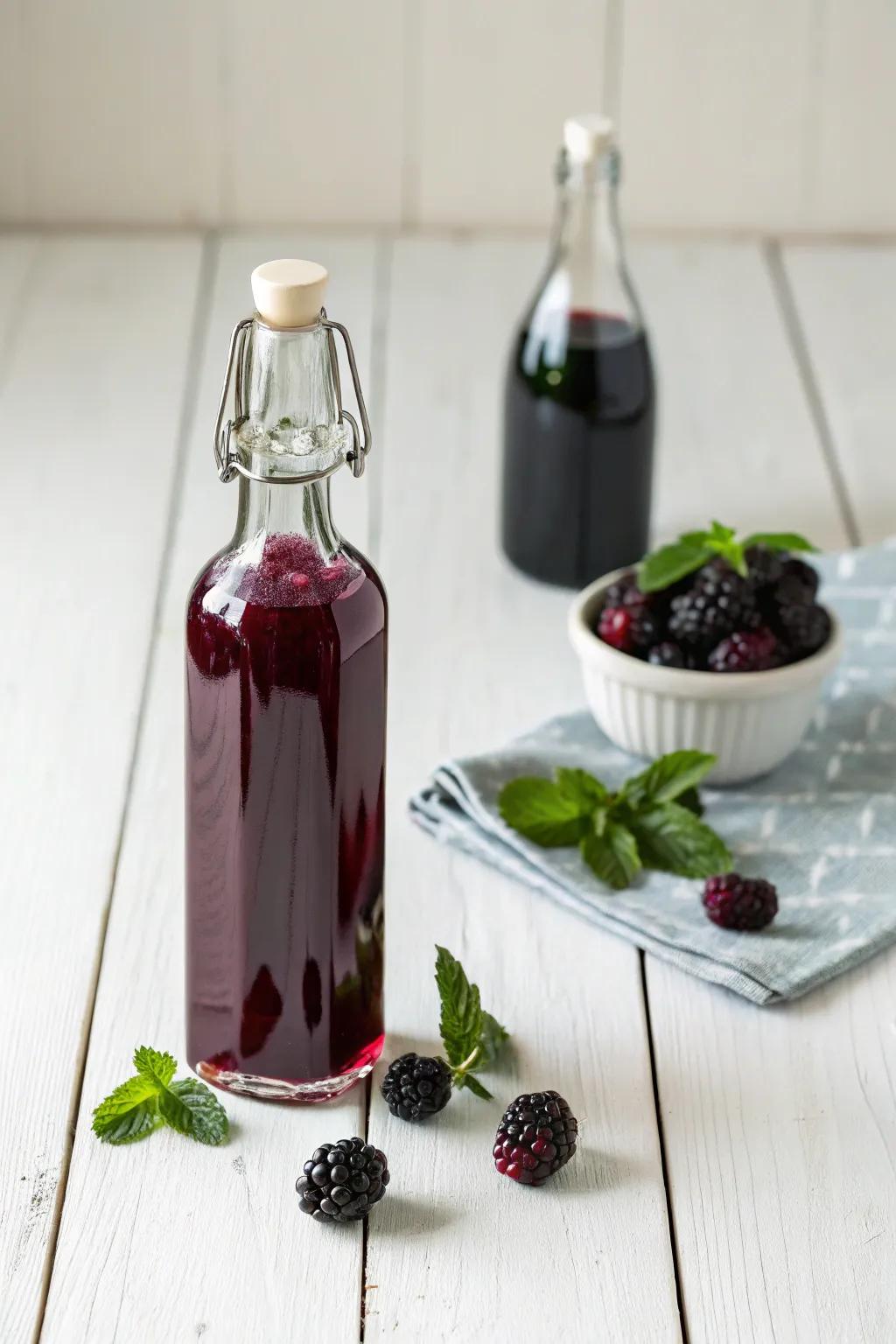 Elevate your summer cocktails with the refreshing allure of Blackberry-Mint Rum, perfect for those who adore a touch of natural elegance.
