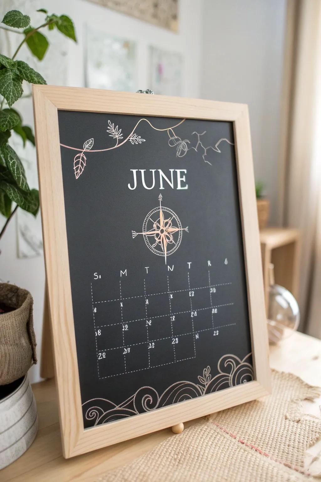 Embark on new journeys with our June chalkboard calendar—where simplicity meets adventure.