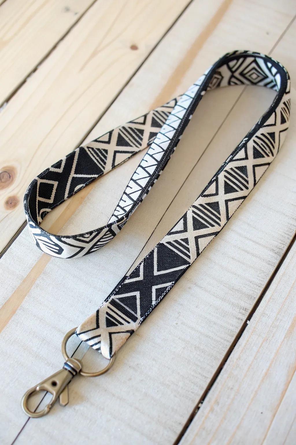 Elevate your style with this modern geometric lanyard, where bold design meets minimalist beauty.