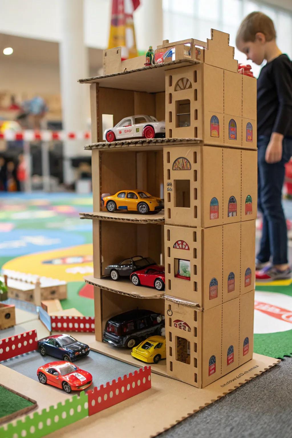 Cardboard garages are a fun and economical storage solution.