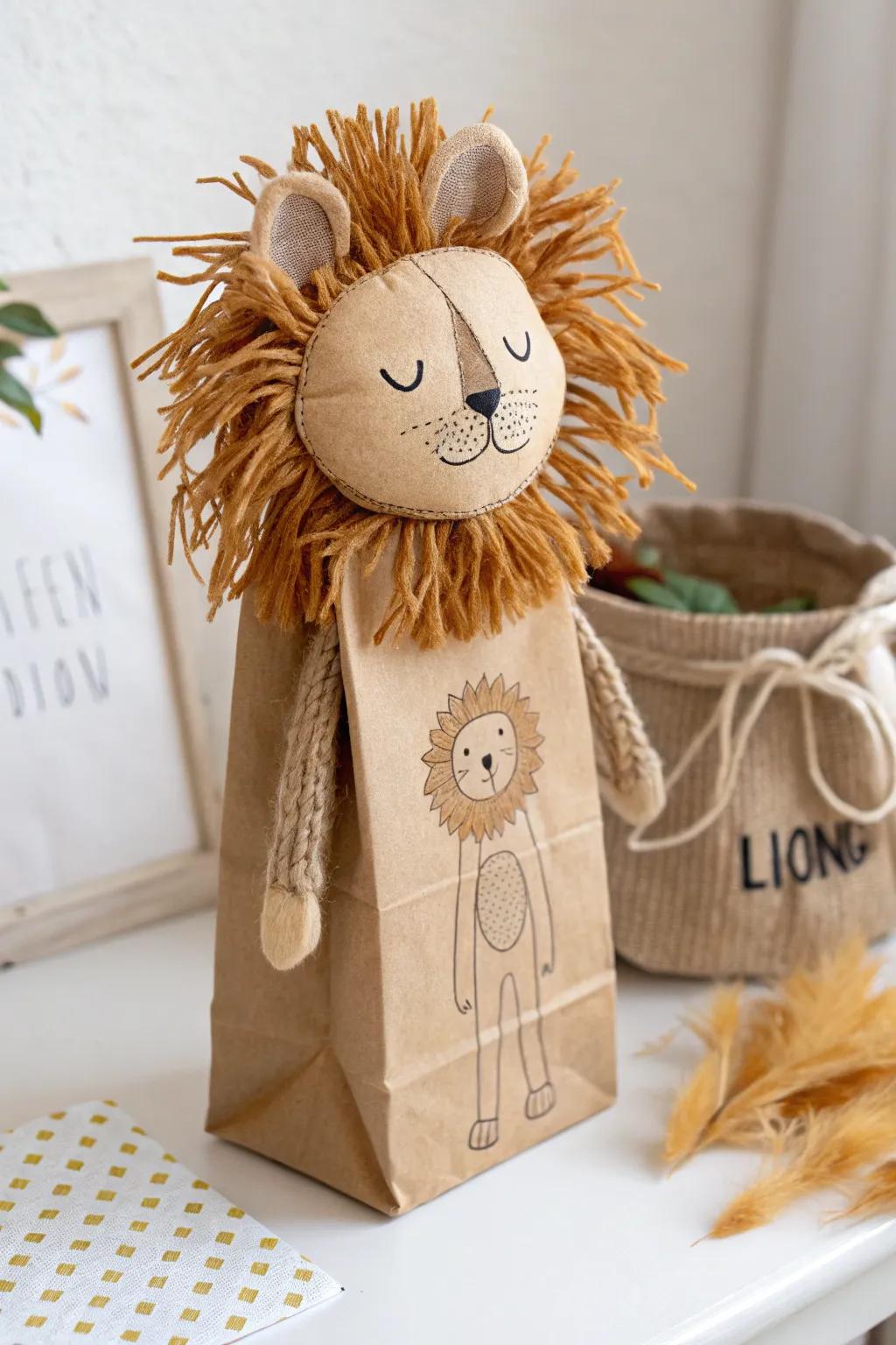 Unleash creativity with this charming lion puppet – simplicity and imagination at play!