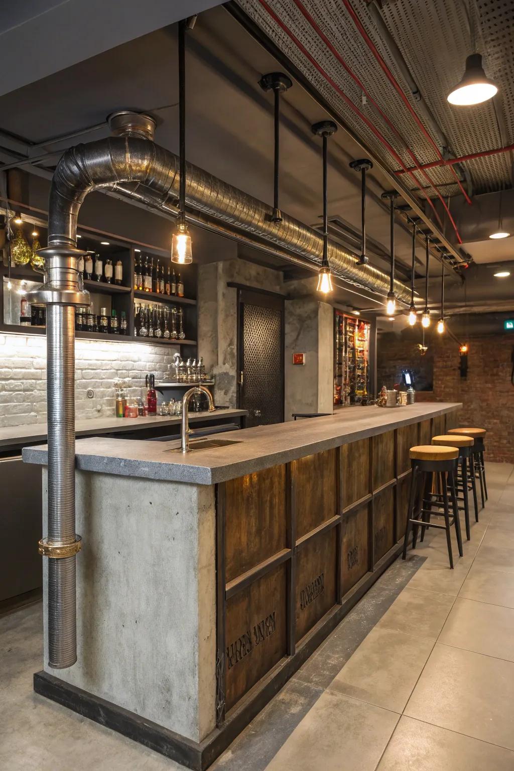 Industrial accents bring a modern edge to your bar.