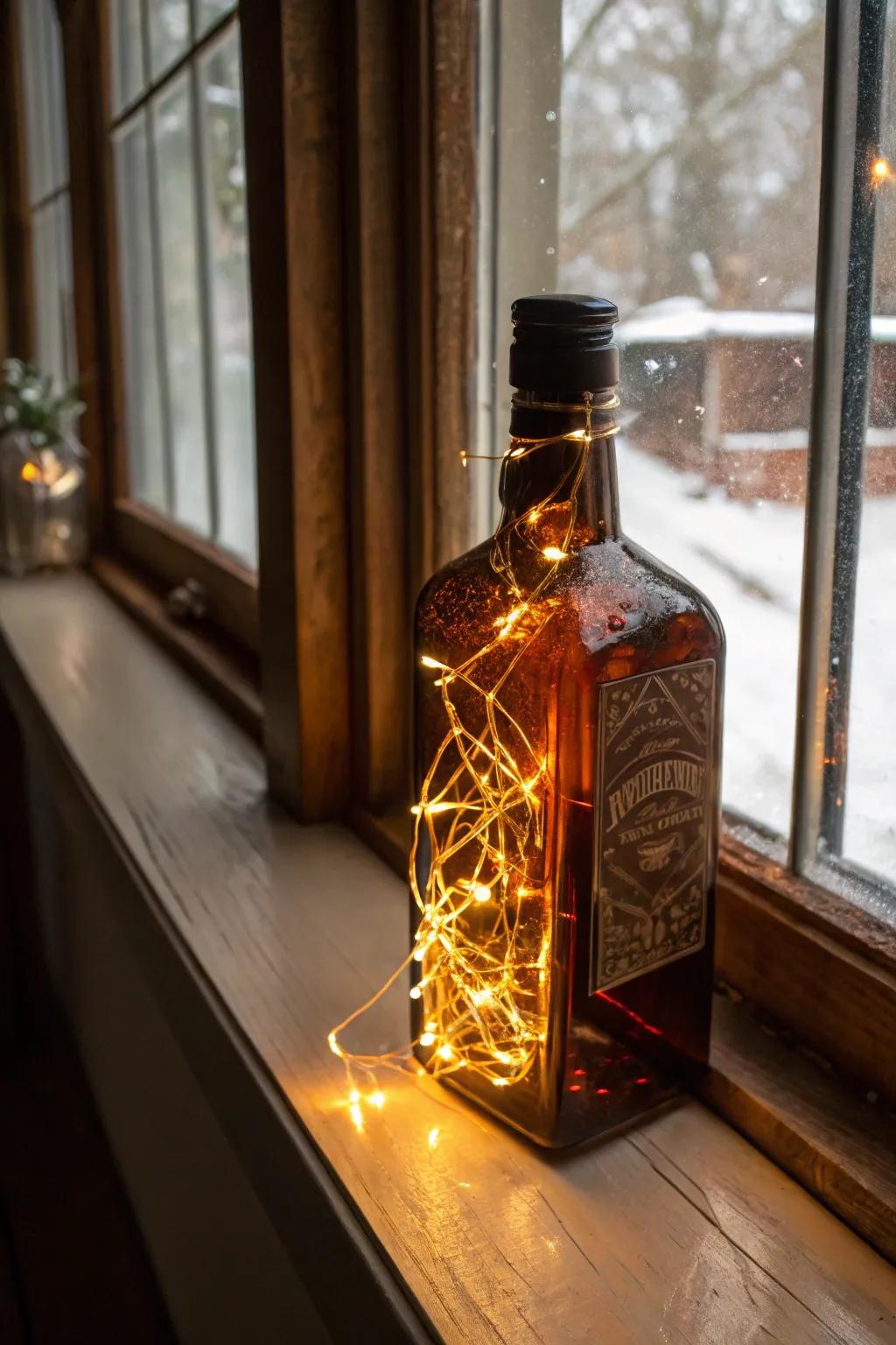 Illuminate your holidays with handcrafted elegance: a glowing masterpiece for your windowsill.