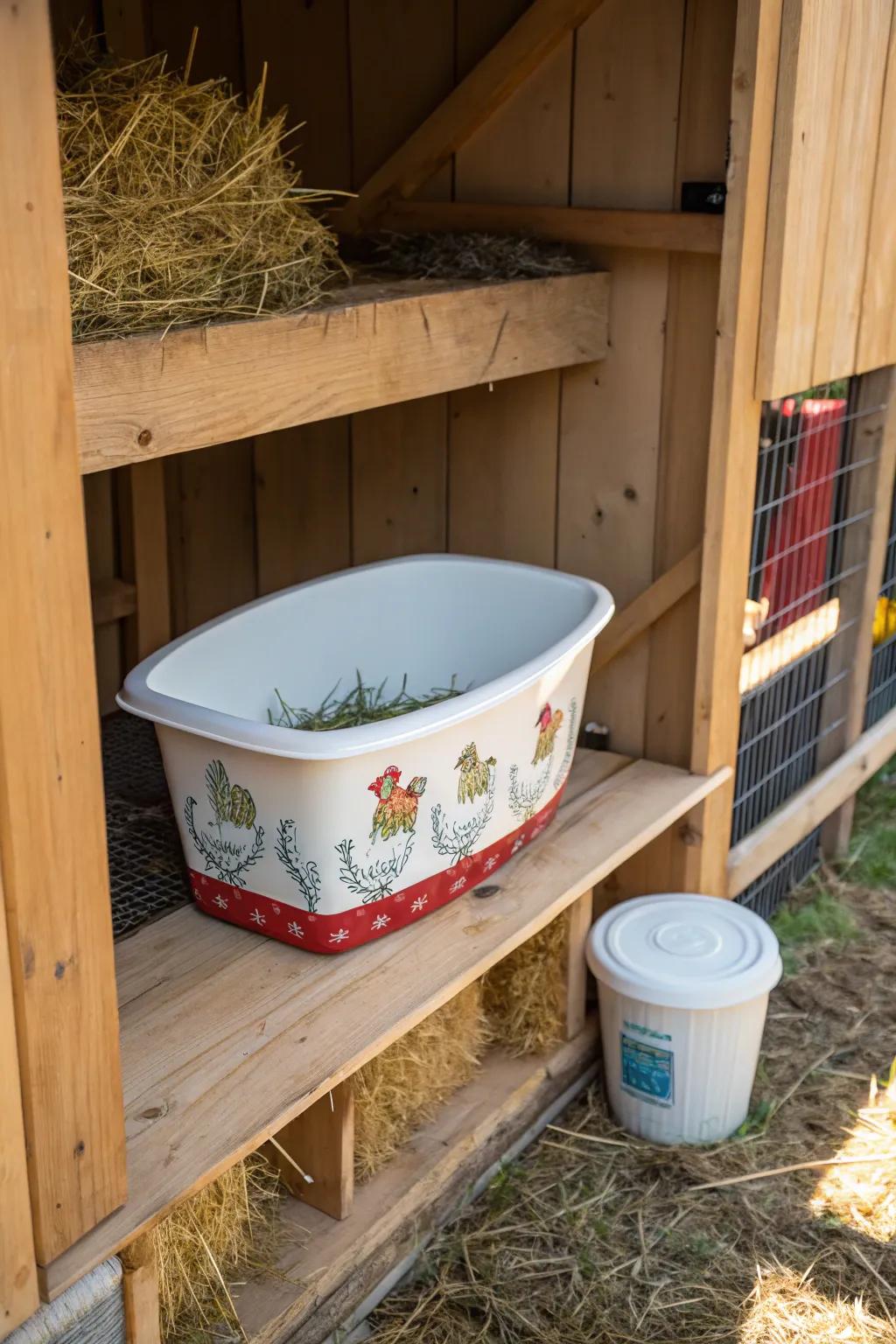 Transform plastic tubs into cozy chicken nests with this budget-friendly DIY idea.