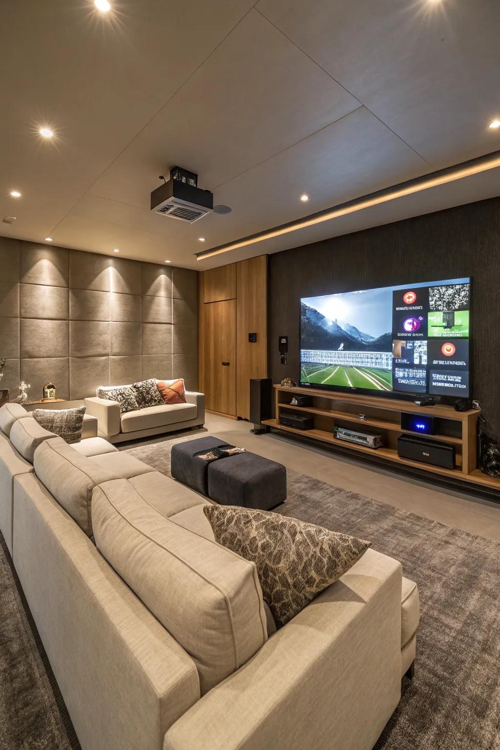 Smart home integration providing convenience and luxury in a game room.