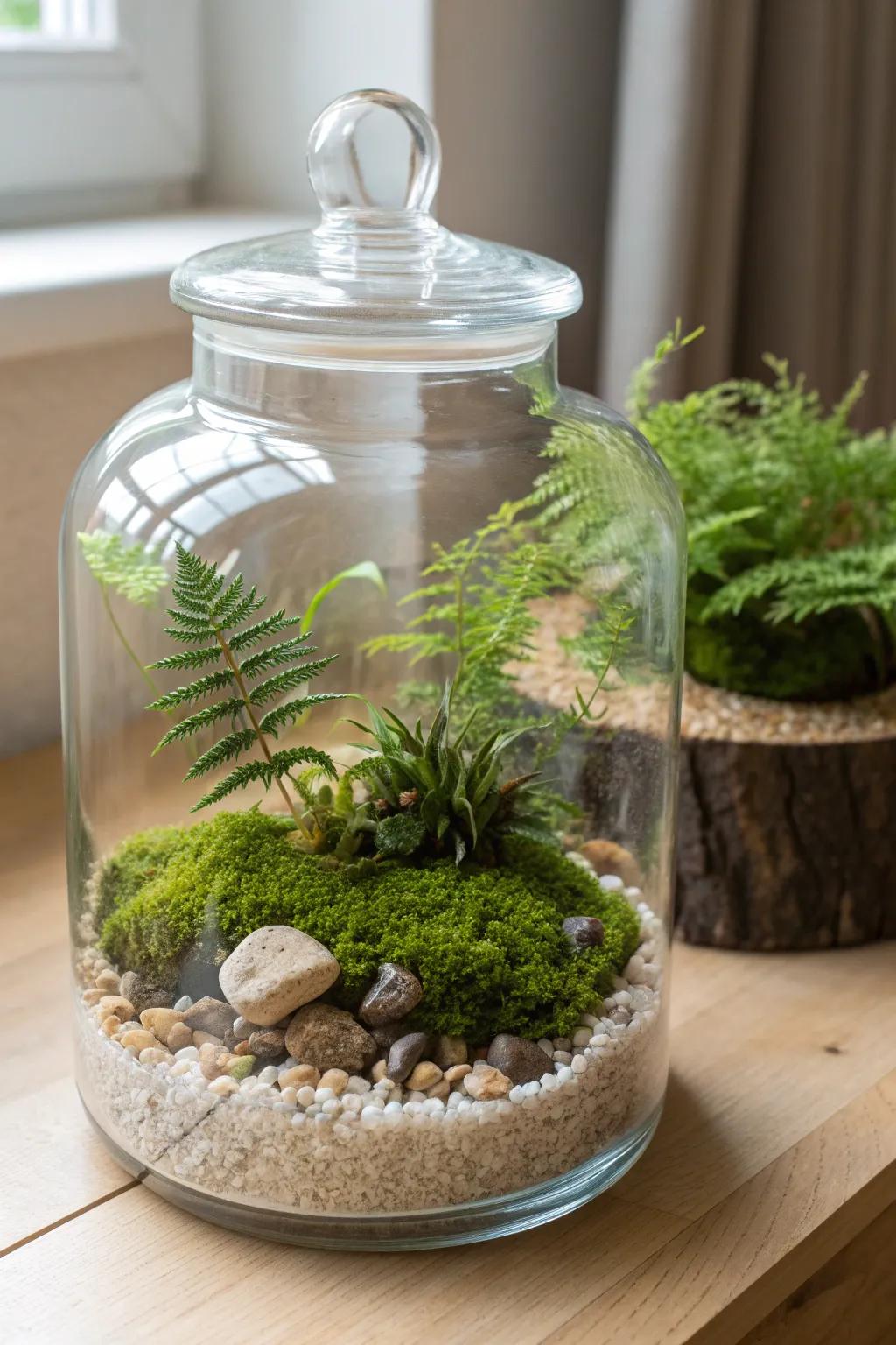 Bring a piece of nature indoors with this serene DIY terrarium. 🌿✨ #ScandiBoho #CraftedBeauty