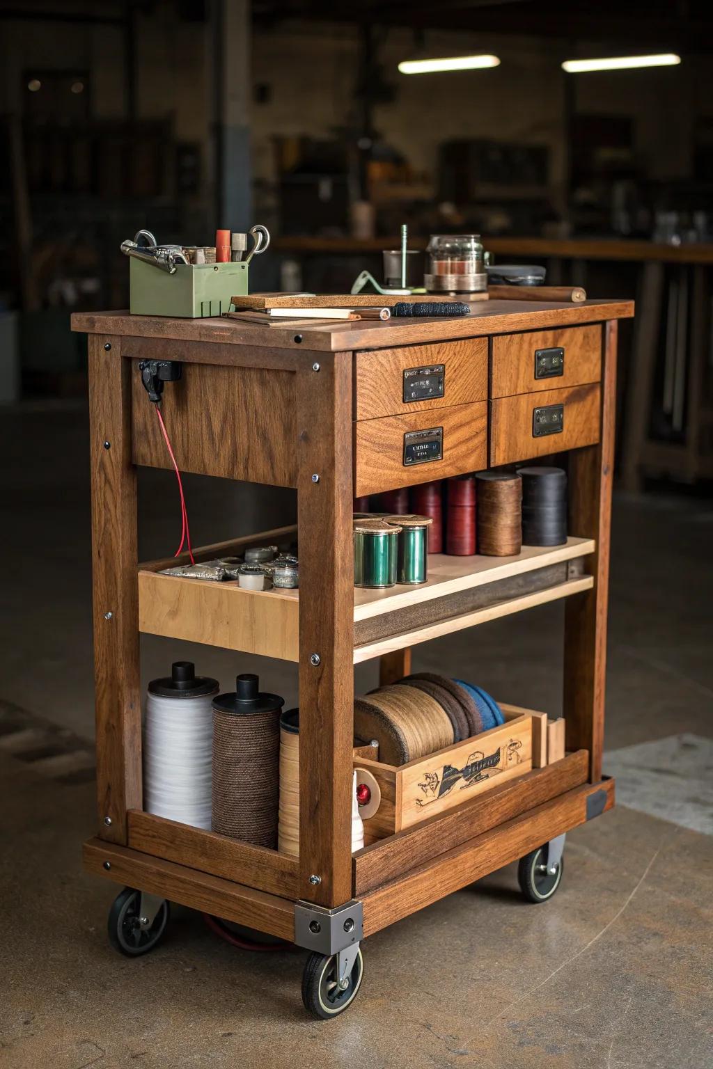 Elevate your crafting space with a stylish and functional mobile cart, perfect for seamless creativity on the move.