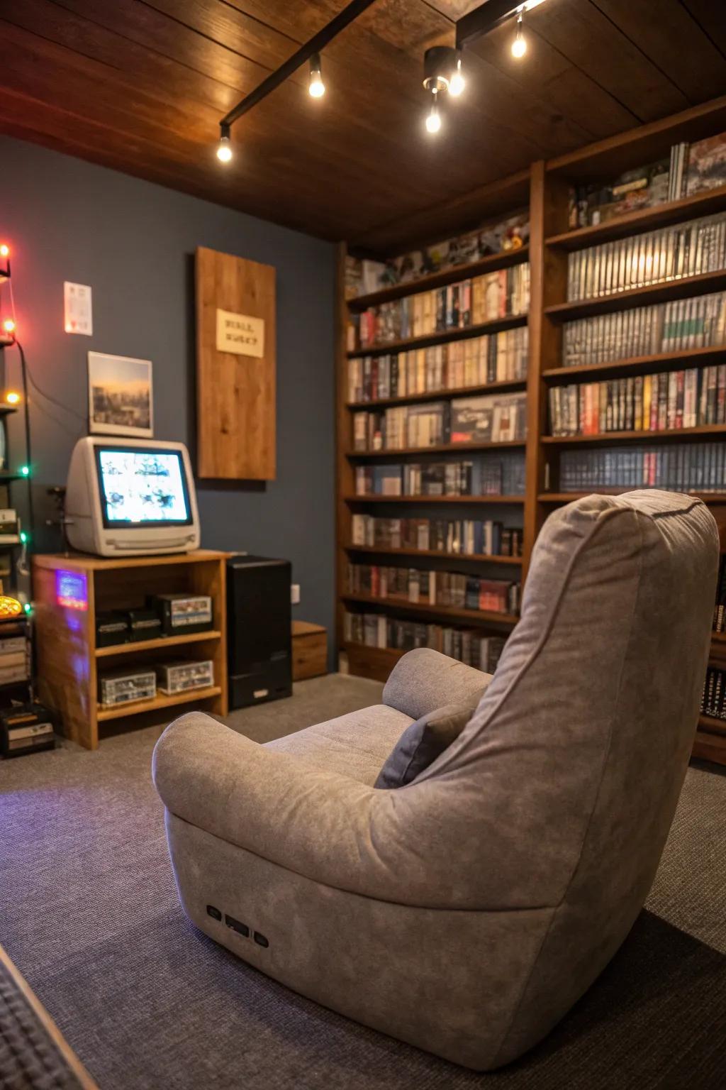 A gaming nook offers a personal retreat within your man cave.