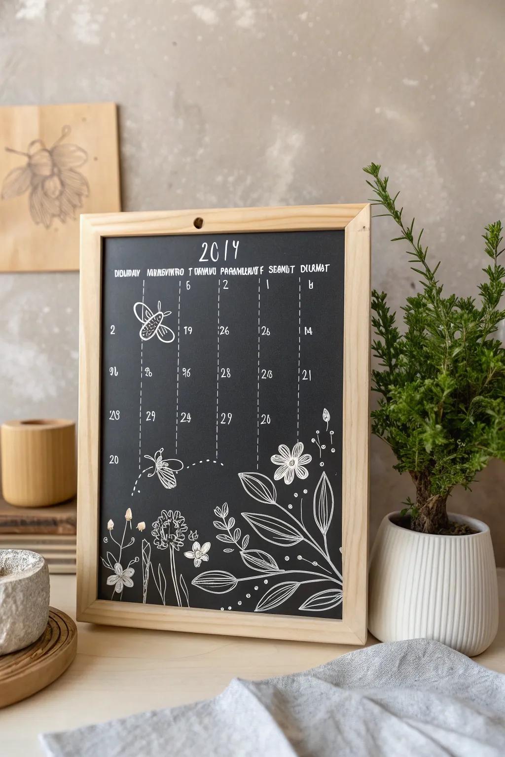 Transform your space with a touch of May magic—add seasonal doodles to your chalkboard calendar!
