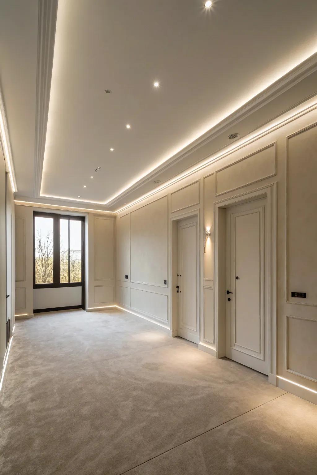 Invisible fixtures offering a subtle lighting solution in a minimalist room