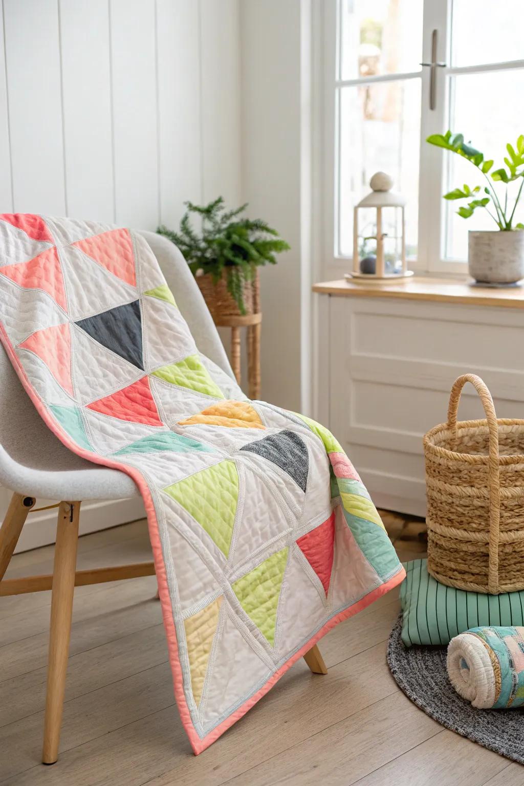Brighten your space with a bold pop of neon in your t-shirt quilt. Perfect for the daring and stylish!
