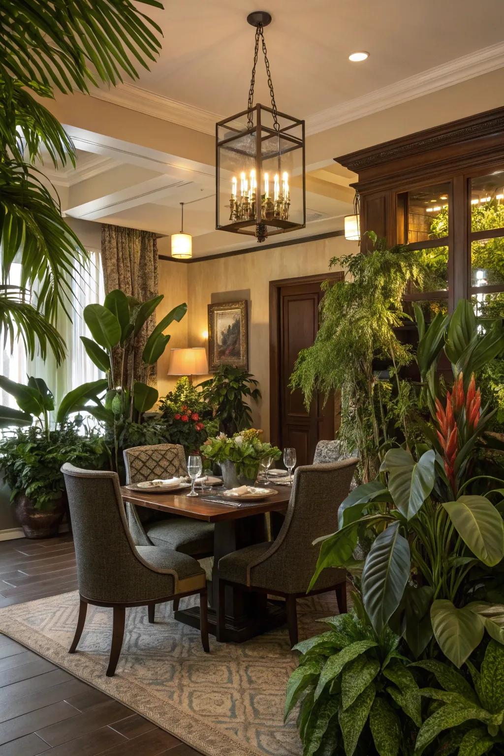 Moody plant accents bring nature indoors.