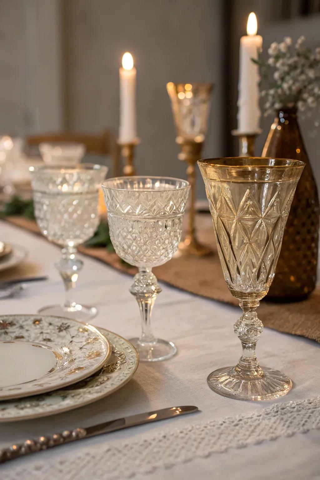 Vintage glassware adds character and charm.