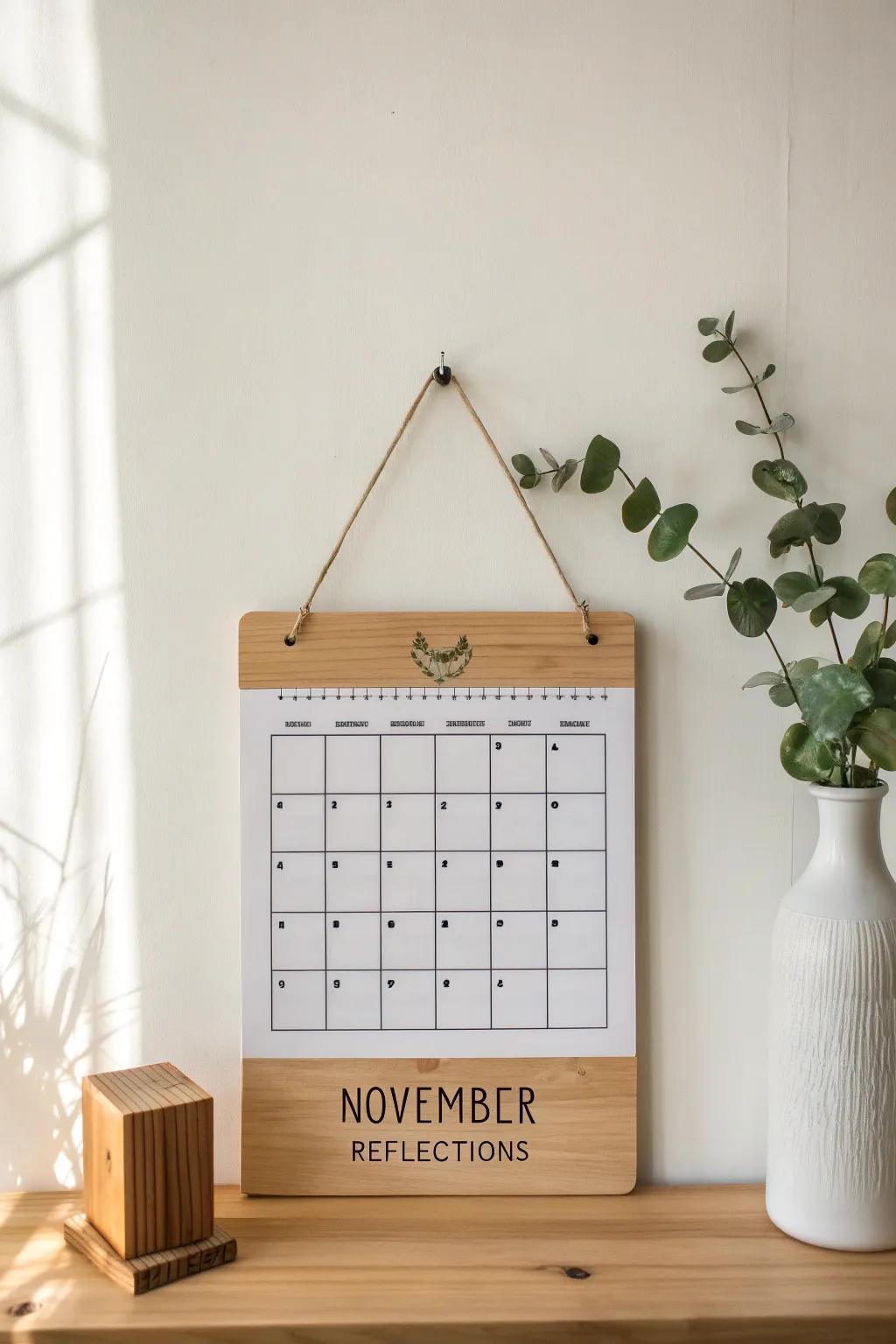 Embrace simplicity and mindfulness with our November dry erase calendar, perfect for reflecting on the month's journey.