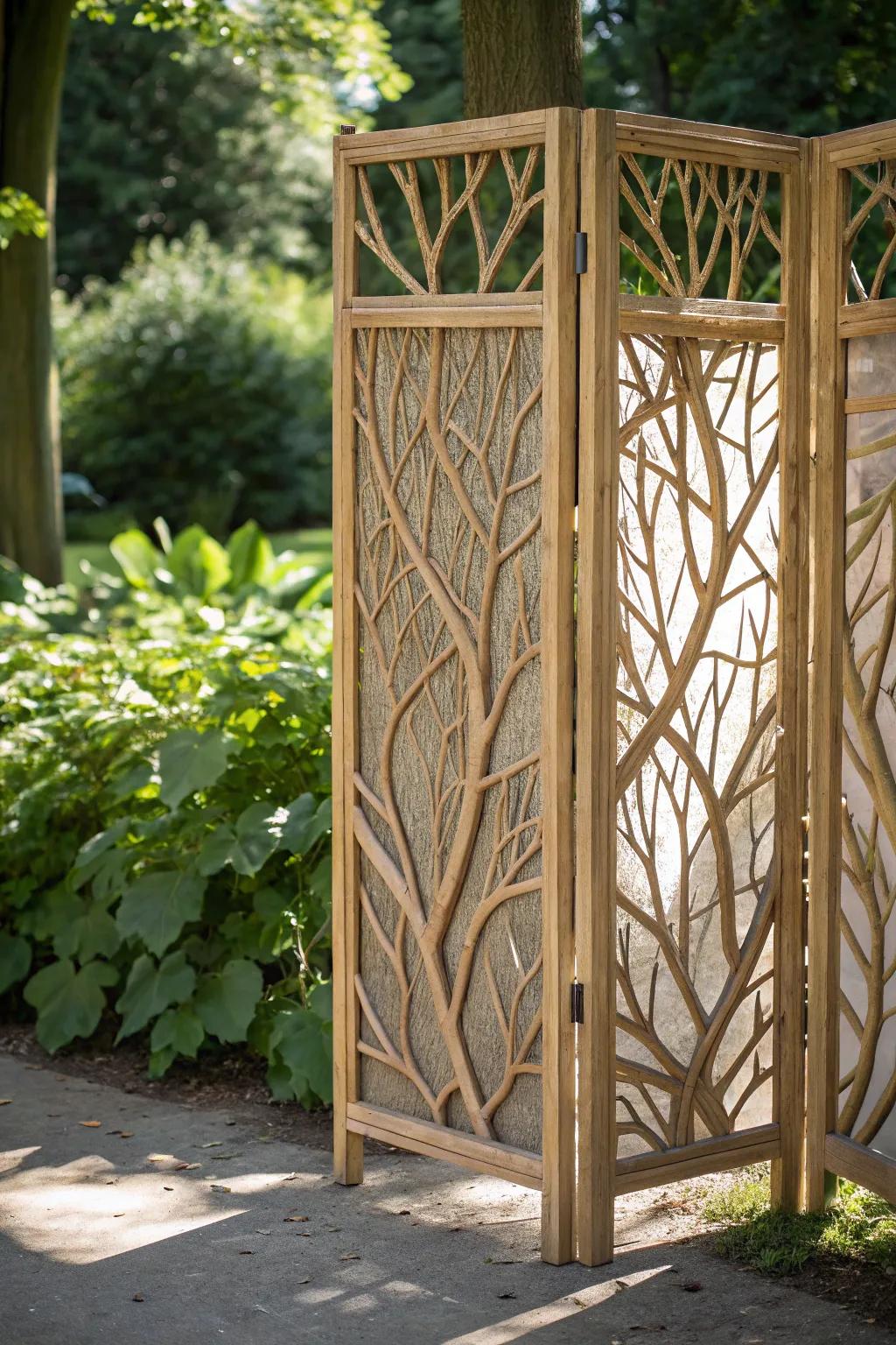Discover the rustic elegance of woven branch screens for your secret garden hideaway.