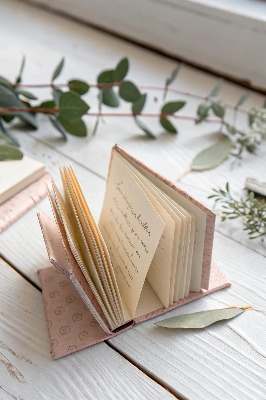 Delve into a world of stories with this charming miniature paper book, a perfect blend of craftsmanship and creativity.