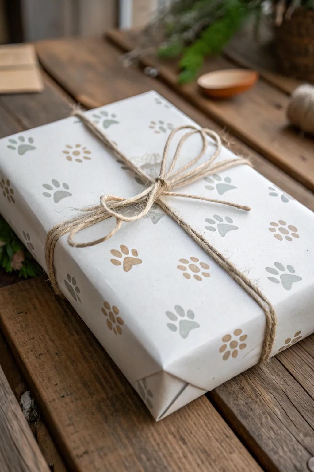 Surprise your loved ones with a touch of nature and charm: Paw Print Gift Wrap