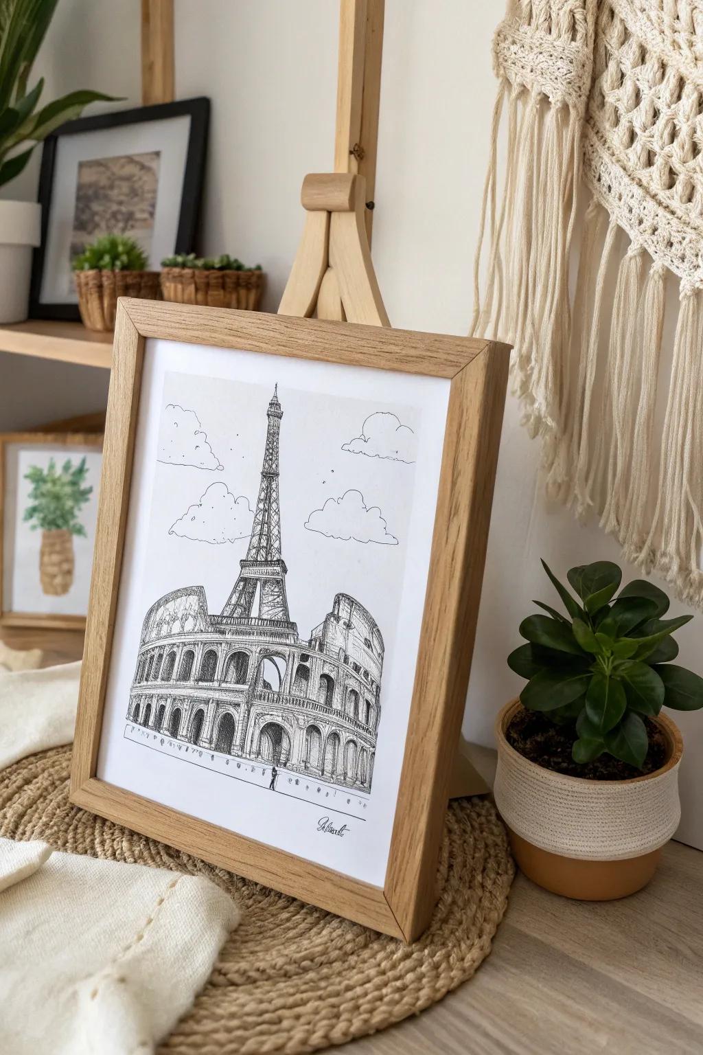 Transport yourself to the grandeur of ancient history with this exquisite pen and ink masterpiece.
